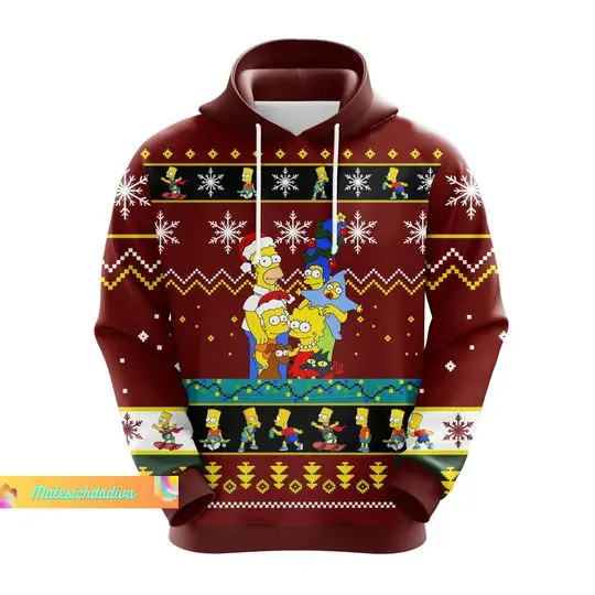 Christmas The Simpsons Hoodie, Simpsons 3D Hoodie, Homer Simpson Hoodie