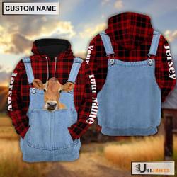 Uni Jersey Red Jeans Pattern Personalized Name 3D Hoodie