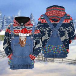 Uni Texas Longhorn Cattle Christmas Knitting Pattern 3D Hoodie