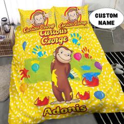 Personalized Curious George Bedding Set Gift For Your Girlfriend Boyfriend Gift For Love Gift For Friend Best Valentine Present Holiday Gift