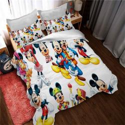 Disney Mickey Mouse Bedding Set Kids Duvet Covers Bedding Set Comfortable Cover Bedroom Quilt Cover 3Pcs Queen Christmas Gift