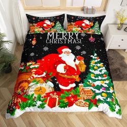 Christmas Santa, Xmas Gifts Pine Tree Jingle Bell Bedding Set Gift For Your Girlfriend Boyfriend Gift For Love Gift For Friend Best Valentine Present Holiday Gift