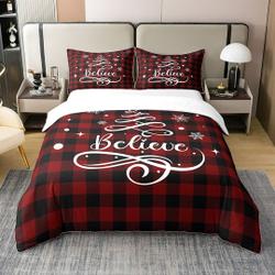 Merry Christmas 100% Cotton Duvet Cover, Xmas pine Tree Snowflake Bedding Set Gift For Your Girlfriend Boyfriend Gift For Love Gift For Friend Best Valentine Present Holiday Gift