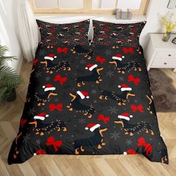 Lovely Dachshund Duvet Cover, Cartoon Cute Puppy Animal Xmas Bedding Set Gift For Your Girlfriend Boyfriend Gift For Love Gift For Friend Best Valentine Present Holiday Gift