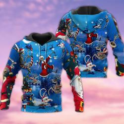 Christmas And Skull Merry Xmas With Moon And Star 3D Hoodie, Skeletons Dancing Christmas