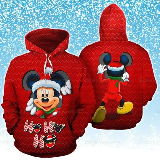 Disney Mickey Hoodie, Ho Ho Ho Mickey Christmas Hoodie, Disney Christmas