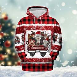Farm Animals On Red Truck Christmas Hoodie, Lovers Gift