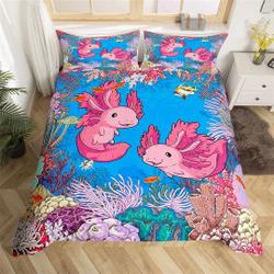 Pink Axolotl Handmade Duvet Cover, Cartoon Cute Ocean Animal Quilt CoverGift For Your Girlfriend Boyfriend Gift For Love Gift For Friend Best Valentine Present Holiday Gift
