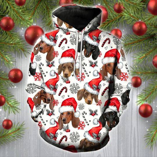 Dachshunds Christmas 3D Hoodie, Lovers Gift, Dog 3D Hoodie