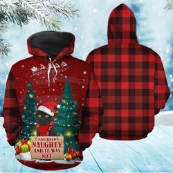 Black Cat Naughty Christmas Hoodie, Christmas 3D Hoodie