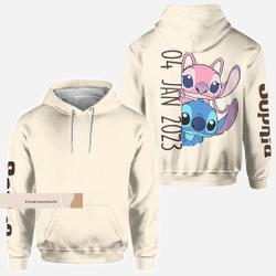 Chrismas Stitch Angel Hoodie, Stitch Angel Couple Hoodie