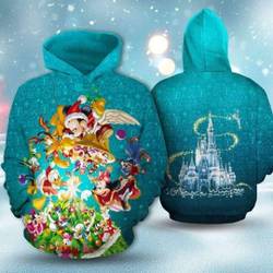 Mickey And Friends Around Christmas Tree Magic Castle Hoodie 3D Printed