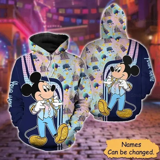 Personalized Mickey Gentleman Lovers Merry Christmas Hoodie 3D Printed