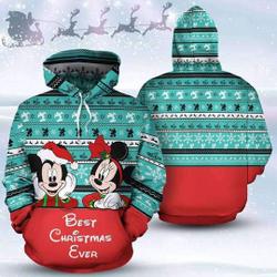 Christmas Ever Mickey And Minnie Mouse Ugly Pattern Hoodie 3D Printed