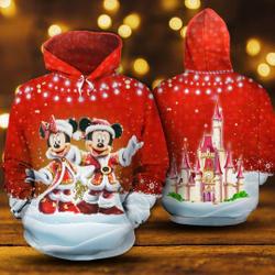 Mickey And Minnie Santa Claus Costume Christmas Is Coming Hoodie 3D Printed