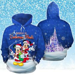Mickey And Minnie Believe In Christmas Magic Xmas Gift Hoodie 3D Printed