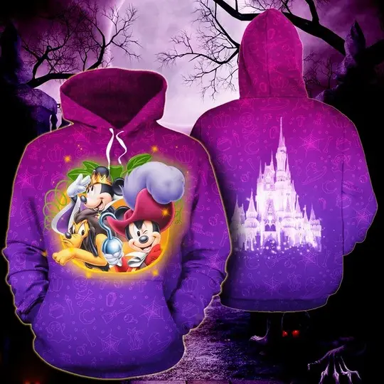 Mickey Minnie Pluto Magical Castle Merry Christmas Hoodie 3D Printed