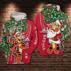 Tigger Santa Xmas Vibes Wish You A Very Merry Christmas Hoodie 3D Printed