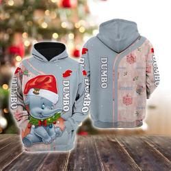 Dumbo Elephant With Santa Hat Merry Christmas Xmas Gift Hoodie 3D Printed