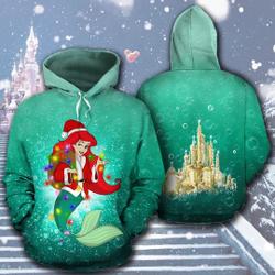 The Little Mermaid Ariel Santa Claus Cosplay Merry Christmas Hoodie 3D Printed