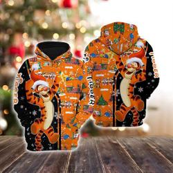 Tigger Santa Christmas Vibes Merry Christmas Zip Hoodie 3D Printed