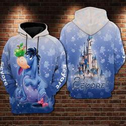 Eeyore Magic Castle Snowflakes Merry Christmas Hoodie 3D Printed