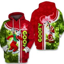 Goofy With Santa Hat White Snowflakes Merry Christmas Hoodie 3D Printed