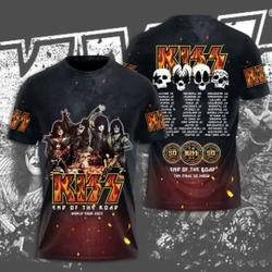 Kiss Band Shirt, Kiss End Of The Road World Tour 50 Years 1973 2023 3D Shirt Meaningful Gift For Family Gift For Boyfriend Valentine Gift