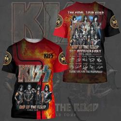 KISS Rock Band End Of The Road World Tour 2023 AOP T-Shirt S-5XL Gift Fans Meaningful Gift For Family Gift For Boyfriend Valentine Gift