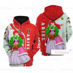Christmas Ariel Hoodie, Ariel Christmas, Little Mermaid Hoodie, Princess Christmas