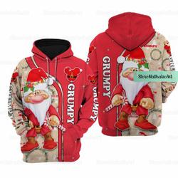 Christmas Grumpy Dwarf Hoodie,Grumpy Dwarf 3D Hoodie, Disney Grumpy