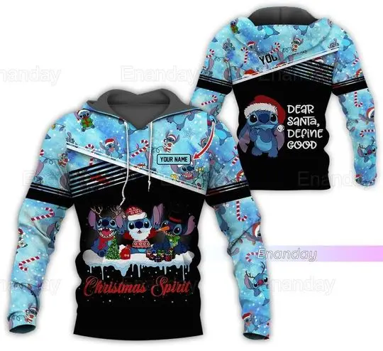 Christmas Stitch Hoodie, Custom Disney Stitch Hoodie