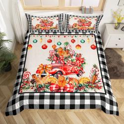 Christmas Truck Bedding Set Colorful Gingerbread Poinsettia Jingle Bell Graffiti Bedding Set Gift For Your Girlfriend Boyfriend Gift For Love