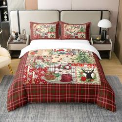 Merry Christmas Bedding Set Xmas Red Plaids Bedding Set Gift For Your Girlfriend Boyfriend Gift For Love Gift For Friend Best Valentine Present Holiday Gift