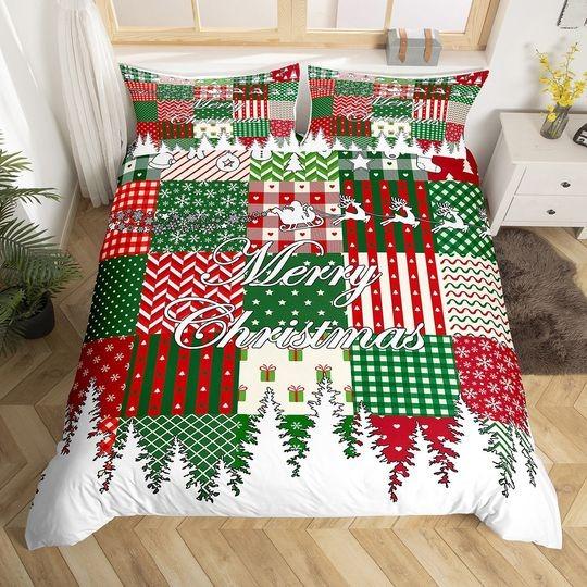 Christmas Bedding Set Xmas Snowflake Reindeer Pine Tree Silhouette Bedding Set Gift For Your Girlfriend Boyfriend Gift For Love Gift For Friend Best Valentine Present Holiday Gift