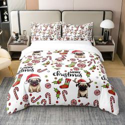 Christmas Dog Bedding Set Cartoon Cute Animal Family Pet Puppy Bedding Set Gift For Your Girlfriend Boyfriend Gift For Love Gift For Friend Best Valentine Present Holiday Gift