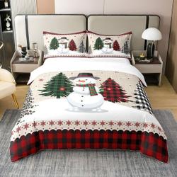 Xmas Snowman Bedding Set Christmas Pine Tree Snowy Romantic Bedding Set Gift For Your Girlfriend Boyfriend Gift For Love Gift For Friend Best Valentine Present Holiday Gift