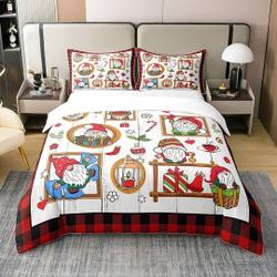 Merry Christmas Bedding Set Cartoon Santa Jingle Bell Poinsettia Bedding Set Gift For Your Girlfriend Boyfriend Gift For Love Gift For Friend Best Valentine Present Holiday Gift