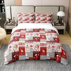 Merry Christmas Bedding Set Xmas Santa Reindeer Snowman Graffiti Bedding Set Gift For Your Girlfriend Boyfriend Gift For Love Gift For Friend Best Valentine Present Holiday Gift