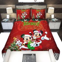 Mickey And Minnie Bedding Set, Mickey And Minnie Christmas Bedding Set Gift For Your Girlfriend Boyfriend Gift For Love Gift For Friend Best Valentine Present Holiday Gift