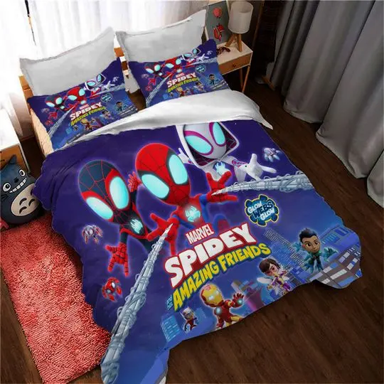 Spidey and His Amazing Friends Bedding Set Christmas GiftGift For Your Girlfriend Boyfriend Gift For Love Gift For Friend Best Valentine Present Holiday Gift