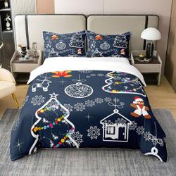 Christmas Bedding Set, Christmas Pine Tree Jingle Bell Gingerbread GraffitiGift For Your Girlfriend Boyfriend Gift For Love Gift For Friend Best Valentine Present Holiday Gift