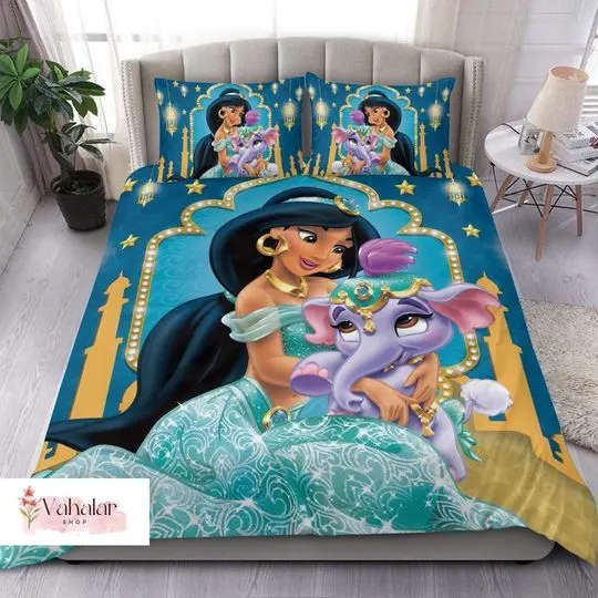 Jasmine Bedding Set, Princess Jasmine Duvet Cover, Disney Princess Bed Set Gift For Your Girlfriend Boyfriend Gift For Love Gift For Friend Best Valentine Present Holiday Gift