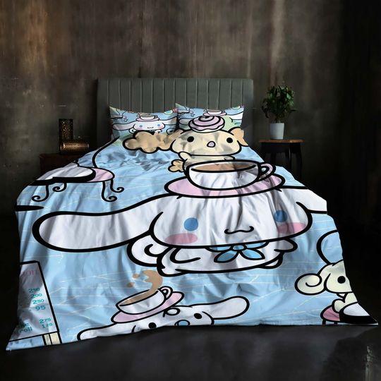 Christmas Cinnamoroll Three-Piece Quilt cover Set ChristmasGift For Your Girlfriend Boyfriend Gift For Love Gift For Friend Best Valentine Present Holiday Gift