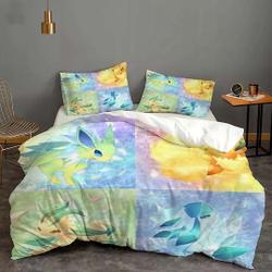 Halloween Custom PKM Eevee Cover Bedding Three-Piece Set Gift For Your Girlfriend Boyfriend Gift For Love Gift For Friend Best Valentine Present Holiday Gift
