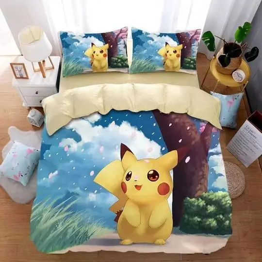 PKM Duvet, Pika Bedding set twin, queen, king sizesGift For Your Girlfriend Boyfriend Gift For Love Gift For Friend Best Valentine Present Holiday Gift