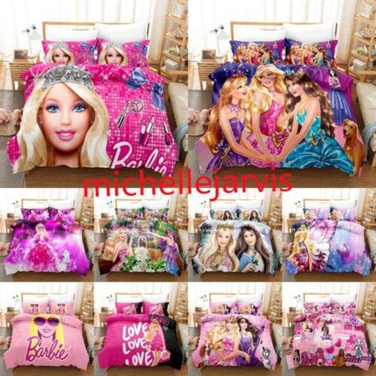 3D Barbie Doll Princess Quilt Duvet Cover Bedding Set PillowcaseGift For Your Girlfriend Boyfriend Gift For Love Gift For Friend Best Valentine Present Holiday Gift