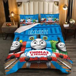 Personalized Thomas The Train Bedding Set, Thomas The Train Birthday Family Party GiftGift For Your Girlfriend Boyfriend Gift For Love Gift For Friend Best Valentine Present Holiday Gift