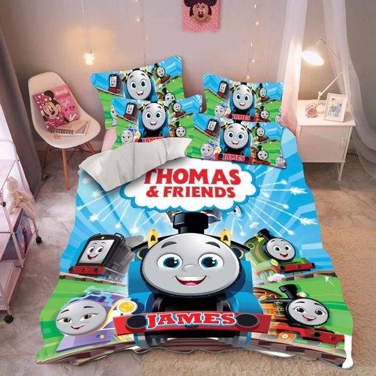 Personalized Thomas The Train Bedding Set, Thomas And FriendsGift For Your Girlfriend Boyfriend Gift For Love Gift For Friend Best Valentine Present Holiday Gift