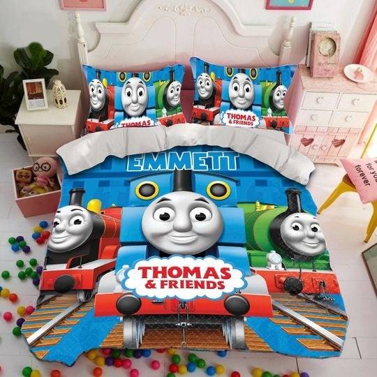 Personalized Thomas The Train Bedding Set, Thomas The Train Birthday Family PartyGift For Your Girlfriend Boyfriend Gift For Love Gift For Friend Best Valentine Present Holiday Gift
